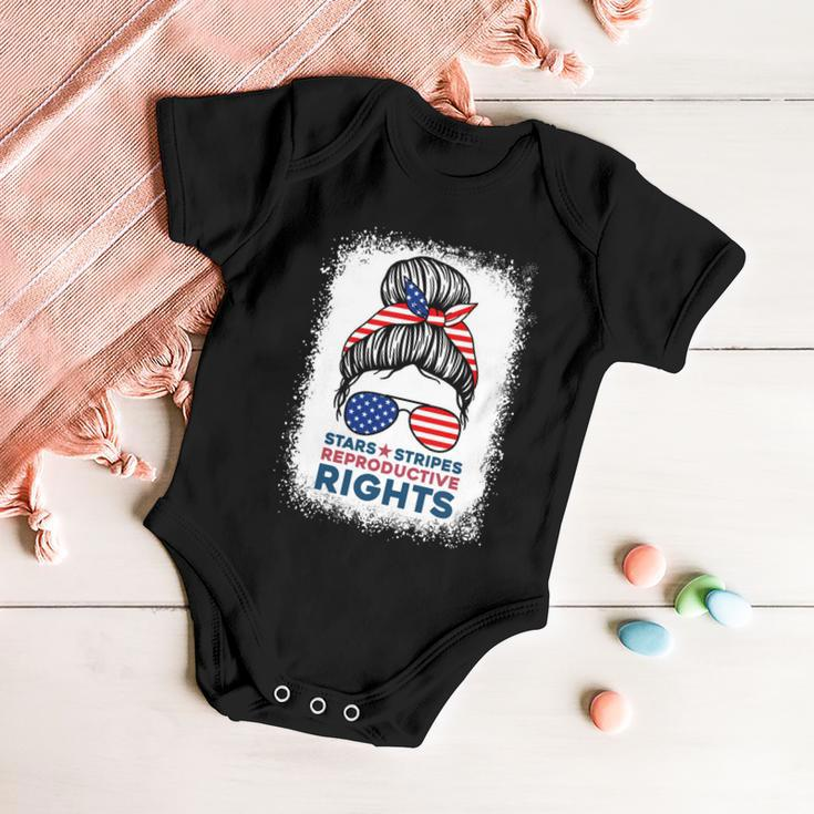 Messy Bun American Flag Stars Stripes Reproductive Rights Meaningful Gift V2 Baby Onesie