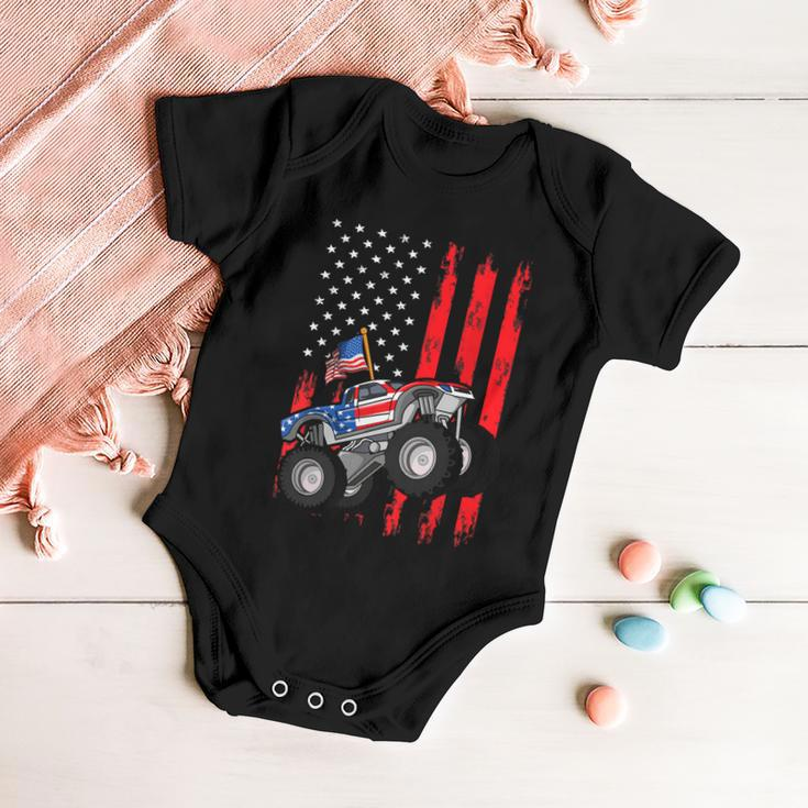 Monster Truck American Flag Racing Usa Patriotic Baby Onesie