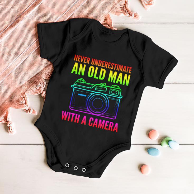 Never Underestimate An Old Man With A Camera Photographer Gift Baby Onesie