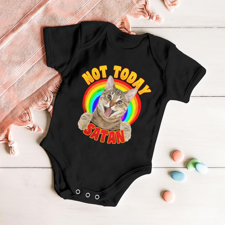 Not Today Satan Funny Cat Rainbow Baby Onesie