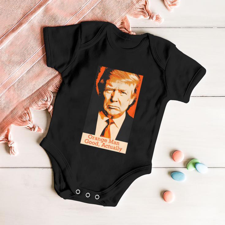 Orange Man Good Actually Baby Onesie