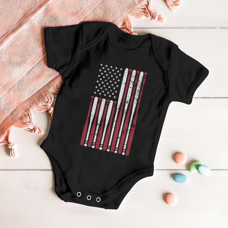 Patriotic Us American Baseball Bats And Stars Stripes Flag Great Gift Baby Onesie