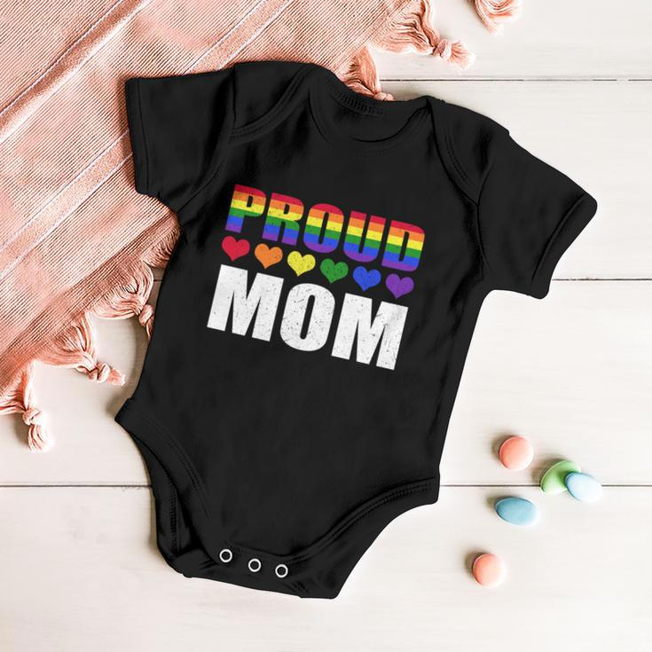 Proud Mom Lgbtmeaningful Giftq Gay Pride Ally Lgbt Parent Rainbow Heart Gift Baby Onesie