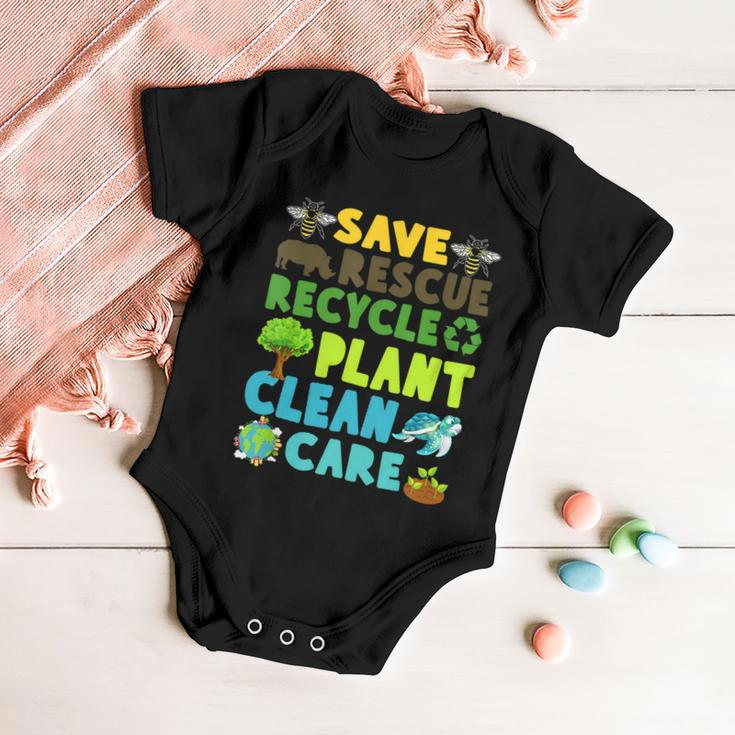 Save Bees Rescue Animals Recycle Plastic Earth Day Planet Funny Gift Baby Onesie