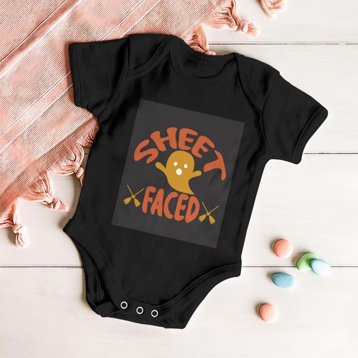 Sheet Faced Ghost Halloween Quote Baby Onesie