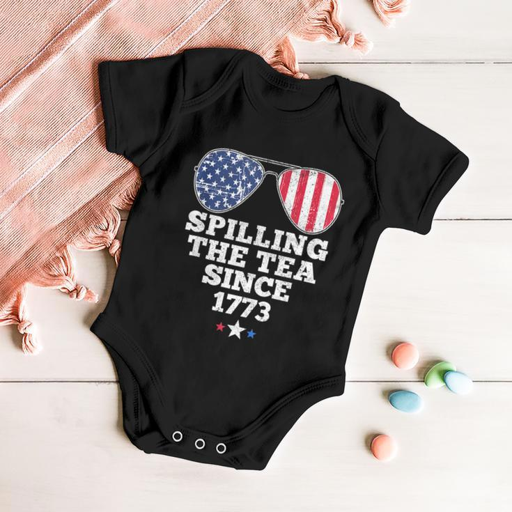 Spilling The Tea Since 1773 Funny 4Th Of July American Flag Baby Onesie