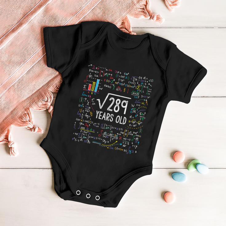 Square Root Of 289 17Th Birthday Funny Gift 17 Year Old Gifts Math Bdayfunny Gif Baby Onesie