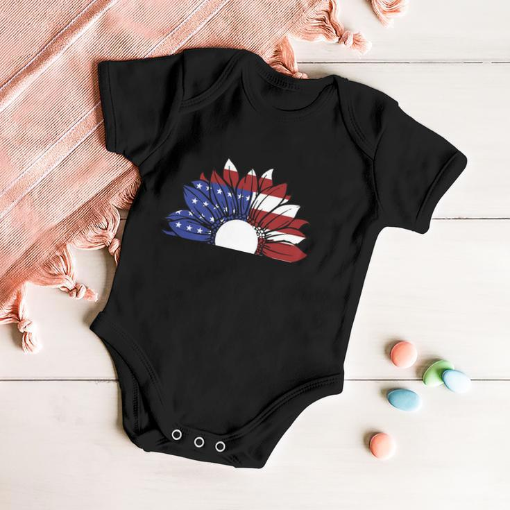 Sunflower American Flag 4Th Of July Independence Day Patriotic V2 Baby Onesie