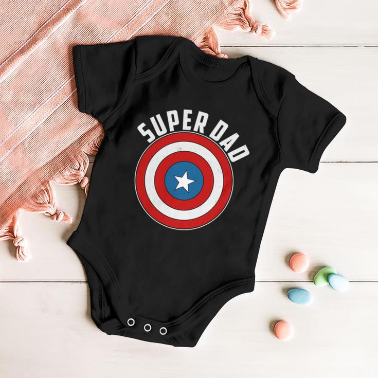 Super Dad Superhero Shield Fathers Day Tshirt Baby Onesie