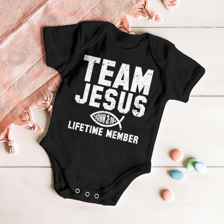 Team Jesus Lifetime Member John 316 Tshirt Baby Onesie