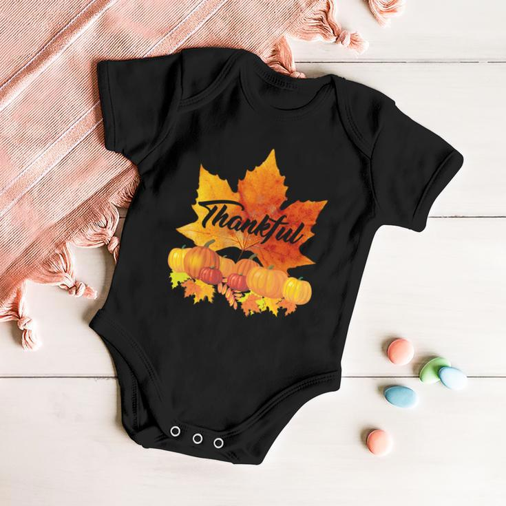 Thankful Autumn Leaves Thanksgiving Fall Tshirt Baby Onesie