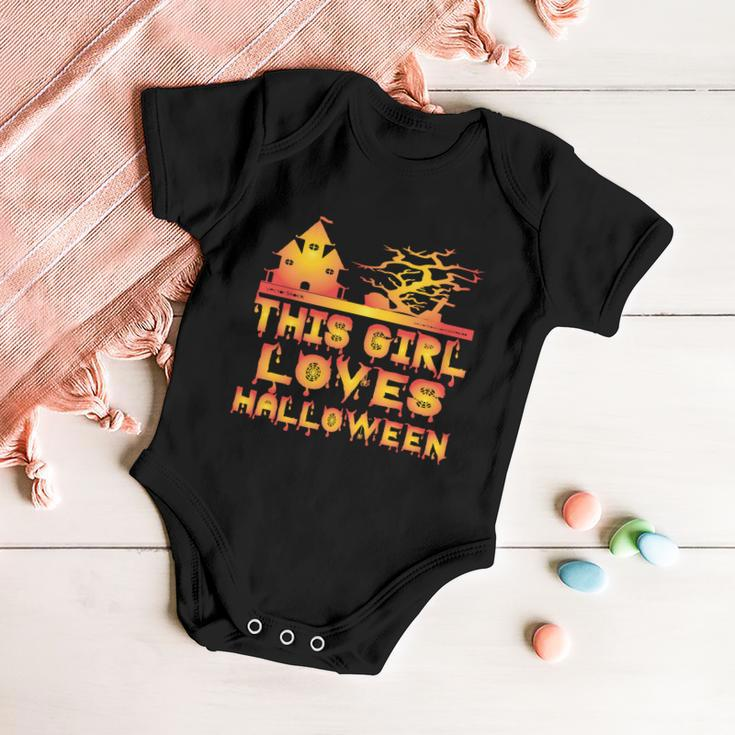 This Girl Loves Halloween Funny Hallloween Quote Baby Onesie