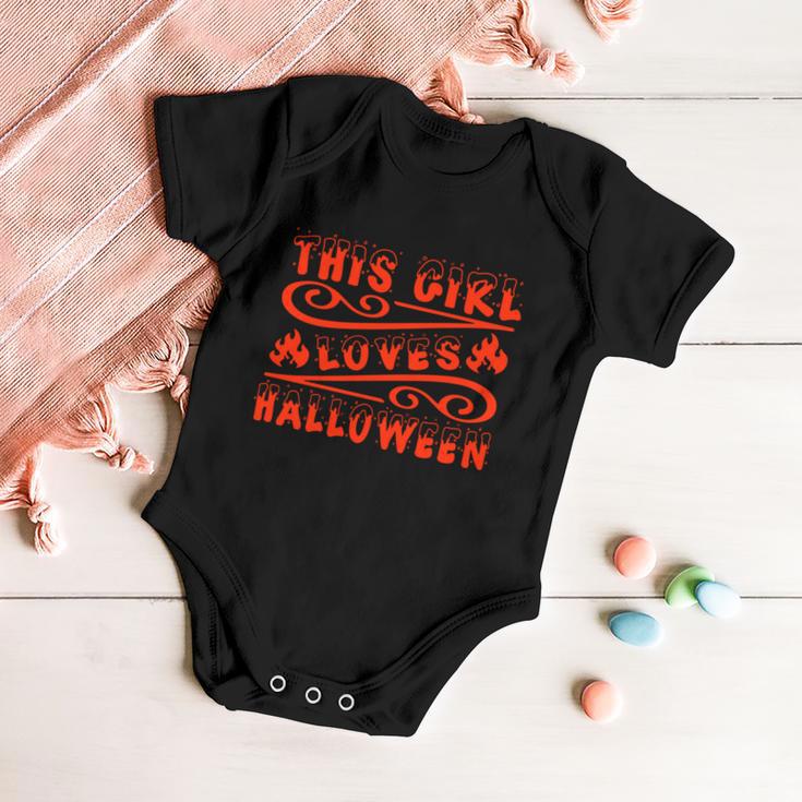 This Girl Loves Halloween Funny Halloween Quote Baby Onesie