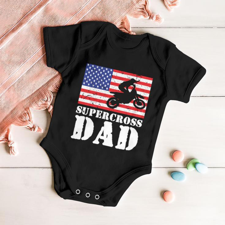 Usa American Distressed Flag Supercross Dad Men For Him Gift Baby Onesie