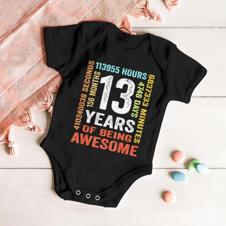 Vintage 13Th Birthday Shirt Gift 13 Years Old Being Awesome Baby Onesie