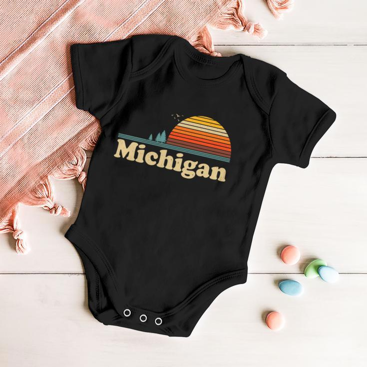 Vintage Retro Michigan Sunset Logo Tshirt Baby Onesie