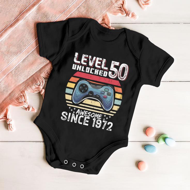 Vintage Video Gamer Birthday Level 50 Unlocked 50Th Birthday Baby Onesie