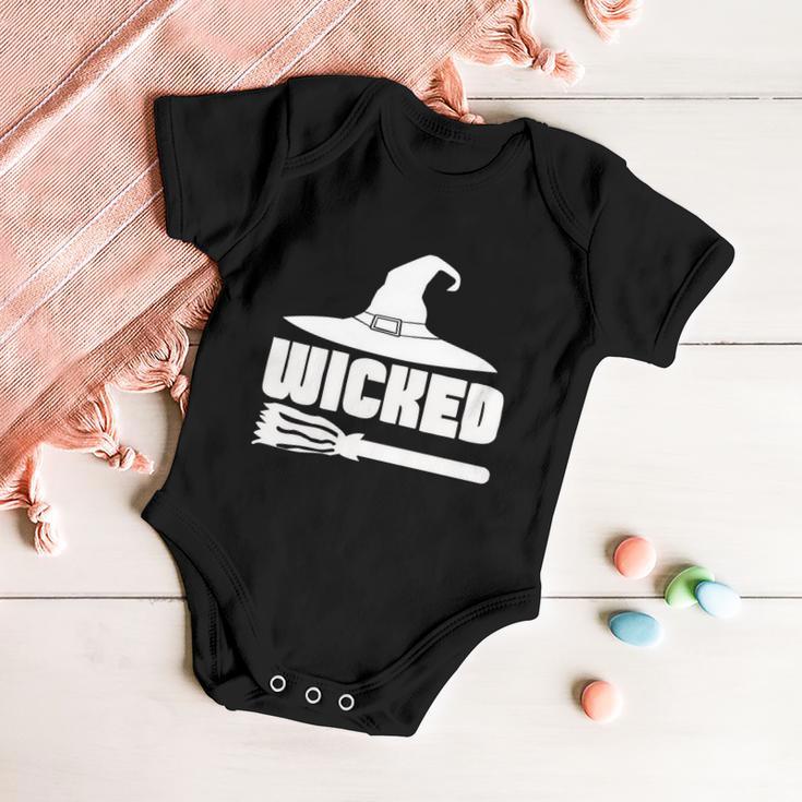 Wicked Witch Hat Broom Halloween Quote Baby Onesie