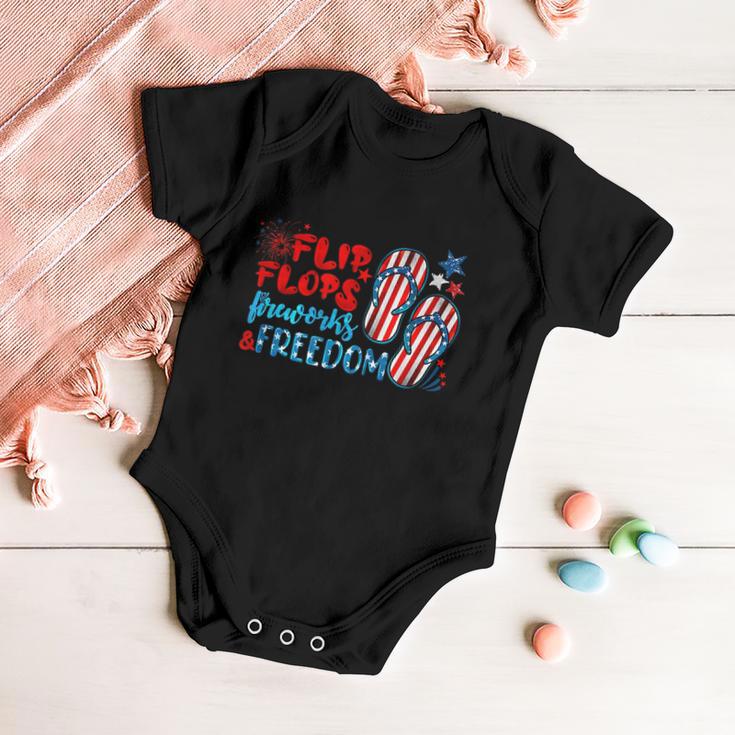 Womens Flip Flops Fireworks And Freedom 4Th Of July Baby Onesie