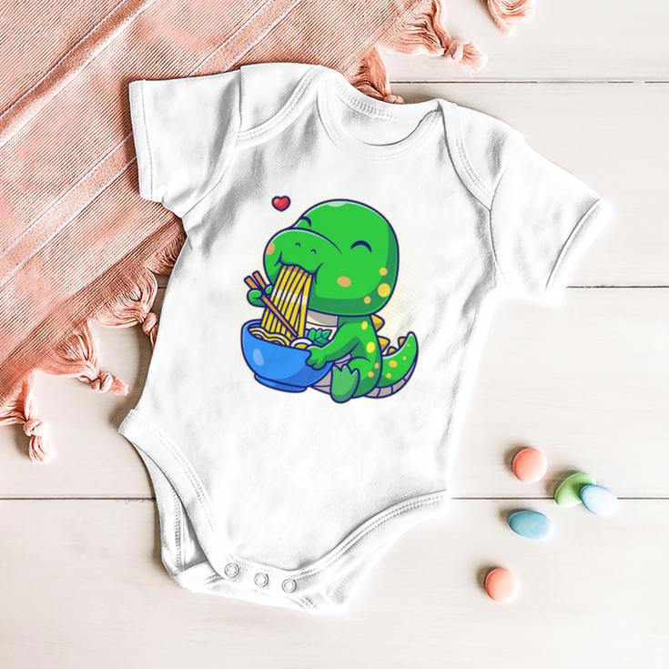 Cute Baby Dino Trex Eating Ramen Noodles Baby Onesie