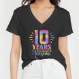 10 Years Of Being Awesome 10Th Birthday Girl Women V-Neck T-Shirt