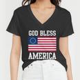 13 Star Flag Usa Betsy Ross God Bless America 4Th Of July Gift Women V-Neck T-Shirt