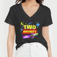 2 Year Old Two Infinity And Beyond 2Nd Birthday Boys Girls Women V-Neck T-Shirt