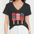 4Th Of July Popsicle Red White Blue American Flag Patriotic Women V-Neck T-Shirt