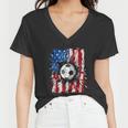 American Flag Soccer Ball 4Th Of July Cool Sport Patriotic Women V-Neck T-Shirt