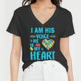 Autism I Am His Voice He Is My Heart Tshirt Women V-Neck T-Shirt