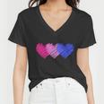 Bisexual Flag Hearts Love Lgbt Bi Pride Women V-Neck T-Shirt