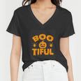 Boo Tiful Pumpkin Halloween Quote Women V-Neck T-Shirt