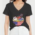 Cats Ramen Anime American Flag Funny 4Th Of July Cat Lovers Women V-Neck T-Shirt