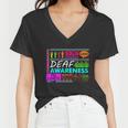 Deaf Awareness Sign Deafness Hearing Loss Warrior Tshirt Women V-Neck T-Shirt