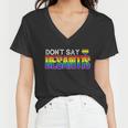 Dont Say Desantis Anti Liberal Florida Say Gay Lgbtq Pride Women V-Neck T-Shirt