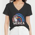 Eagle Mullet 4Th Of July Rainbow Usa American Flag Merica Gift Women V-Neck T-Shirt