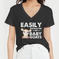 Easily Distracted By Baby Goats Shirt Goat Lovers Women V-Neck T-Shirt