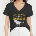 Easily Distracted By Dinosaurs Cute Gift Women V-Neck T-Shirt