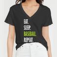 Eat Sleep Baseball Repeat V2 Women V-Neck T-Shirt