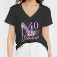 Fabulous & 40 Sparkly Shiny Heel 40Th Birthday Tshirt Women V-Neck T-Shirt