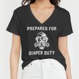 Firefighter Funny Firefighter New Dad Promoted Daddy Humor Fathers Day Women V-Neck T-Shirt