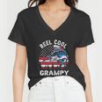 Flag Vintage Reel Cool Grampy Fishing For 4Th Of July Women V-Neck T-Shirt