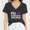 Fuck Domestic Violence Purple Ribbon Domestic Violence Women V-Neck T-Shirt