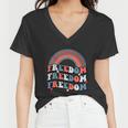 Funny 4Th Of July American Retro Rainbow Women V-Neck T-Shirt