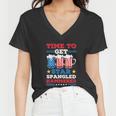 Funny 4Th Of July Time To Get Star Spangled Hammered Women V-Neck T-Shirt