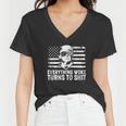 Funny Trump Everything Woke Turns To Shit Distressed Usa American Flag Tshirt Women V-Neck T-Shirt