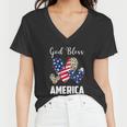 God Bless America Leopard Christian 4Th Of July Women V-Neck T-Shirt