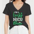 Im A Lucky Nicu Nurse St Patricks Day Graphic Design Printed Casual Daily Basic Women V-Neck T-Shirt