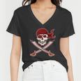 Jolly Roger Pirate Skull Flag Logo Tshirt Women V-Neck T-Shirt