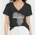 Juneteenth June 19 1865 Africa Word Cloud Art Women V-Neck T-Shirt